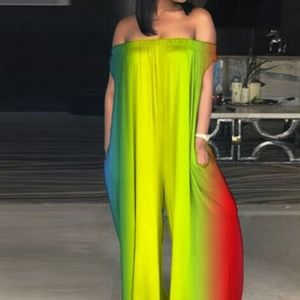 Off the Shoulders Gradient Loose Jumpsuit